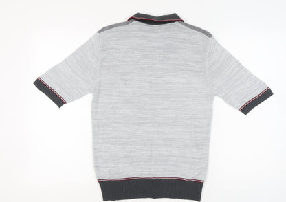 Tootal Men's Grey Collared Full Zip Jumper Size L