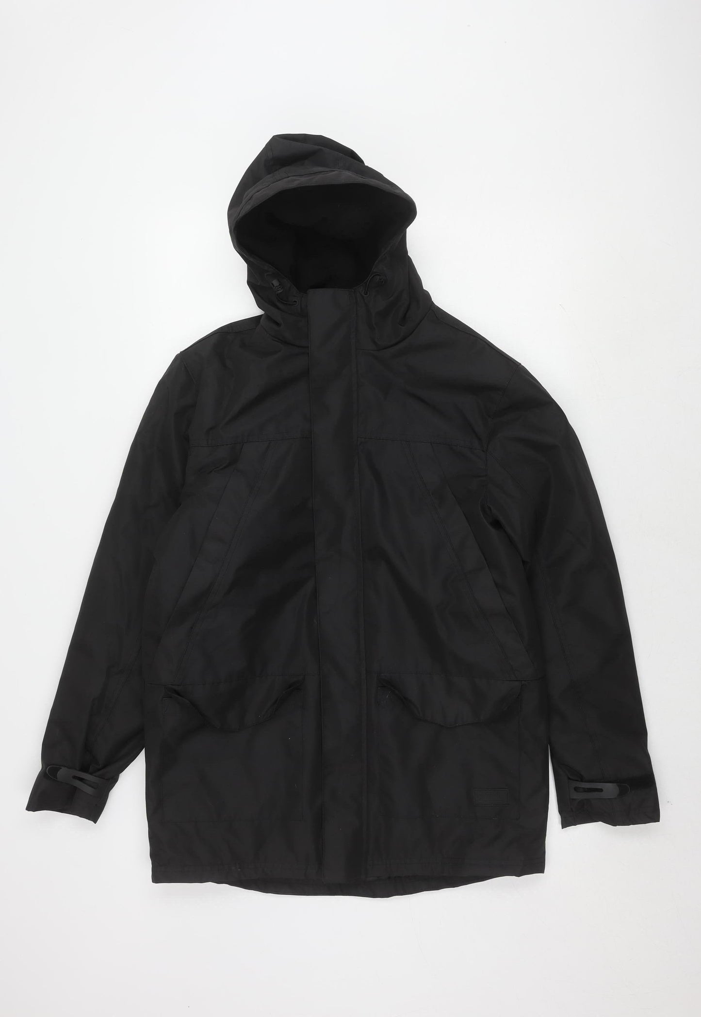 Mens UK Size S Fabric Black Rain Coat