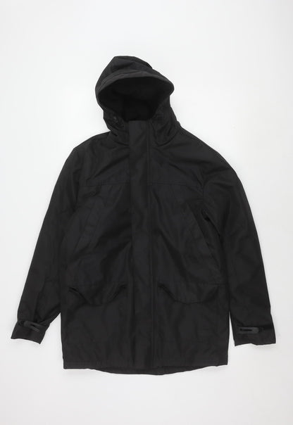 Mens UK Size S Fabric Black Rain Coat