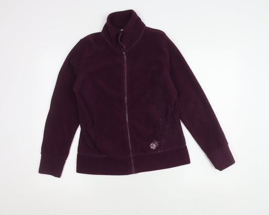 M&Co Women's Purple Fleece Jacket S, Zipped Pockets