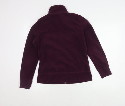 M&Co Women's Purple Fleece Jacket S, Zipped Pockets