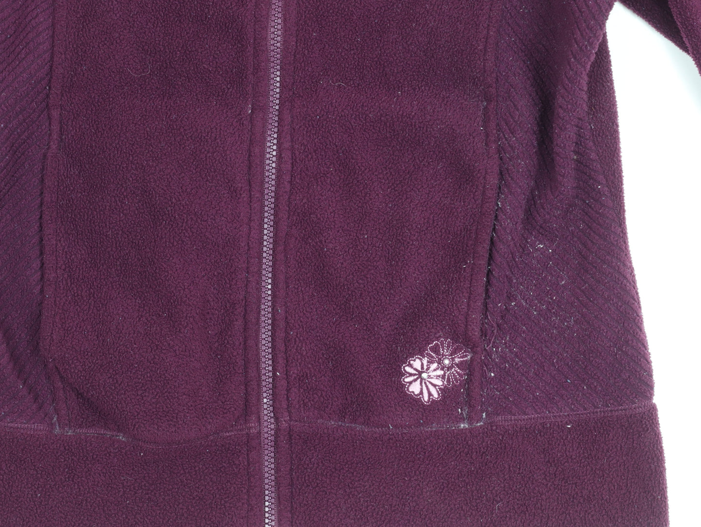 M&Co Women's Purple Fleece Jacket S, Zipped Pockets