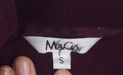 M&Co Women's Purple Fleece Jacket S, Zipped Pockets