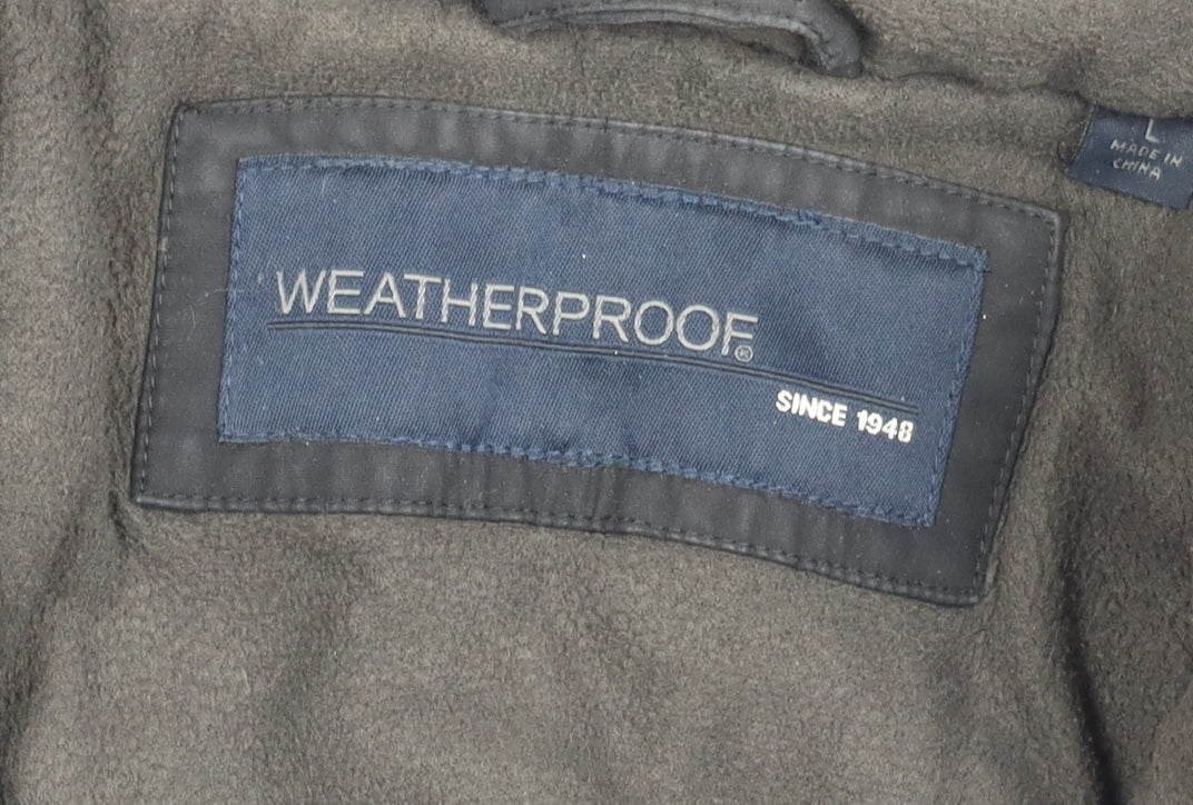 Mens UK Size L Weatherproof Black Windbreaker Coat