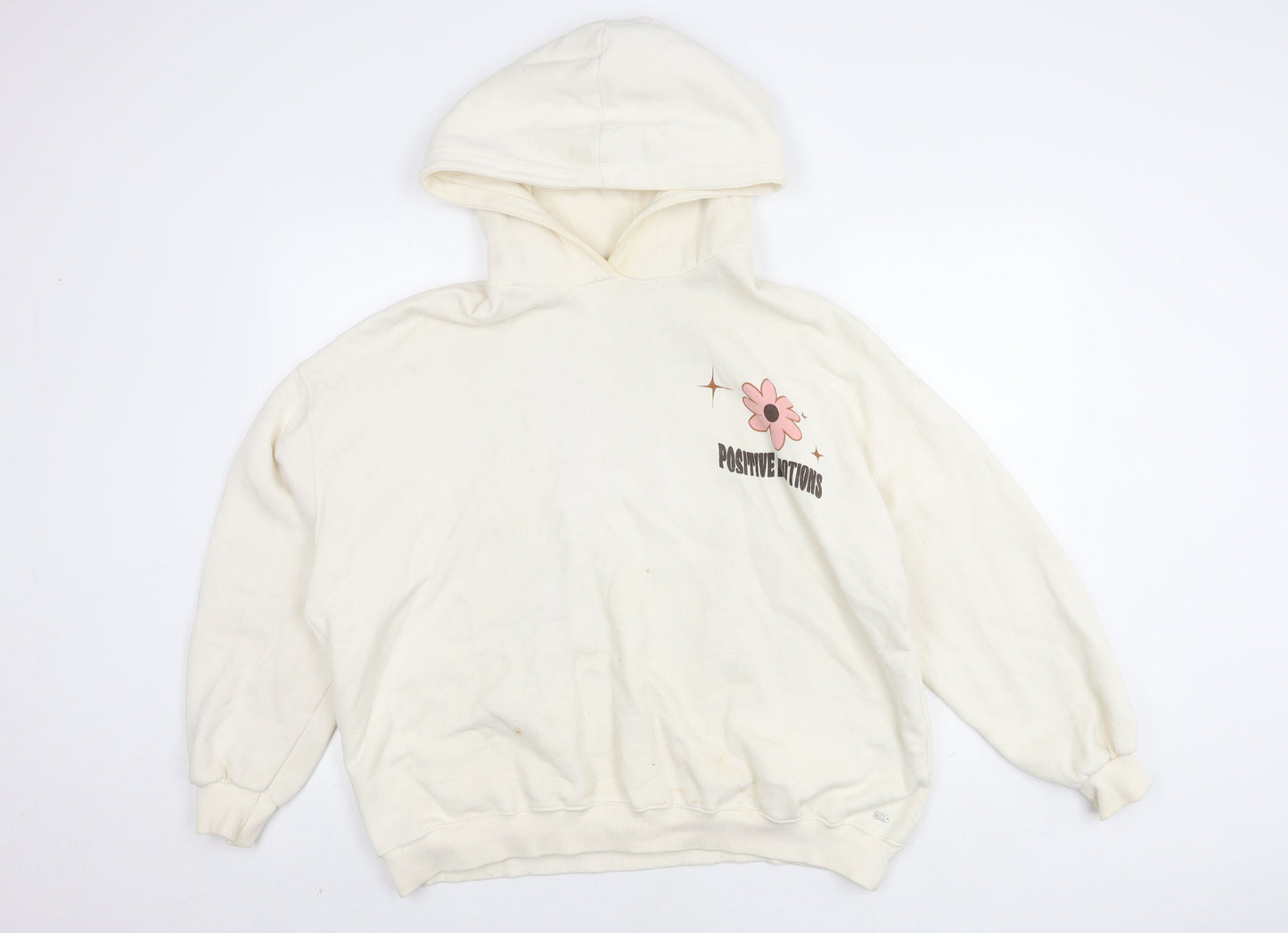 Teens UK Size L Pull&Bear Ivory Pullover Hoodie