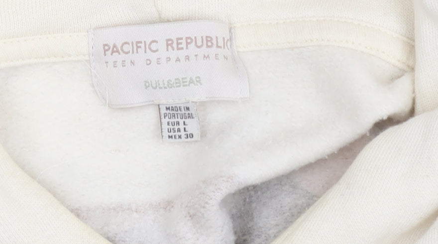 Teens UK Size L Pull&Bear Ivory Pullover Hoodie