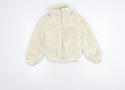 H&M Girls Ivory Bomber Jacket Size 11 Years
