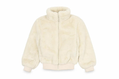 Front view of H&M girls’ ivory bomber jacket, size 11, years