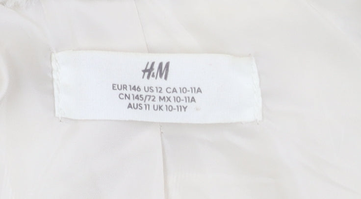 H&M Girls Ivory Bomber Jacket Size 11 Years