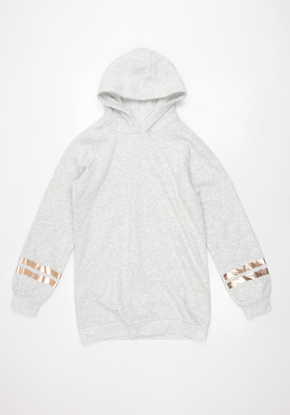 Marks and Spencer Girls Grey Hooded Hoodie - Size 13 Years