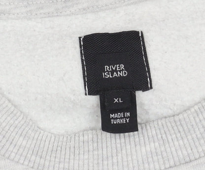 Mens UK Size XL River Island Grey Pullover Sweatshirt