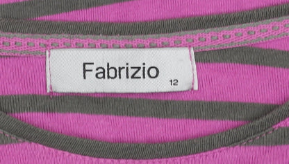 Fabrizio Women's Pink Striped 3/4 Sleeve T-Shirt