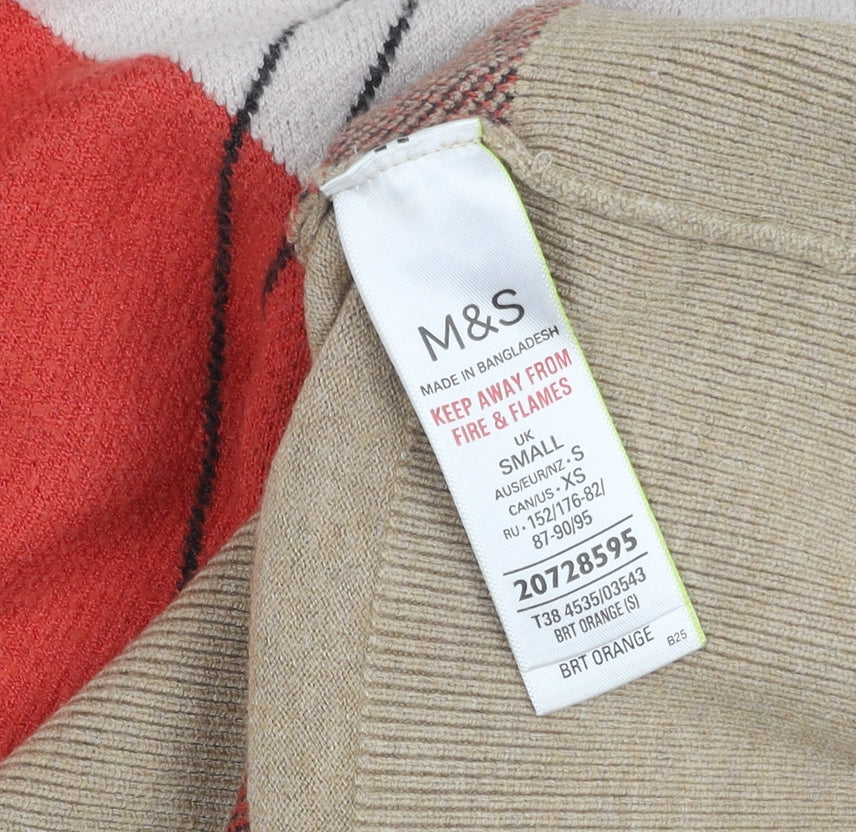 Womens UK Size S Marks and Spencer Orange Pullover Jumper