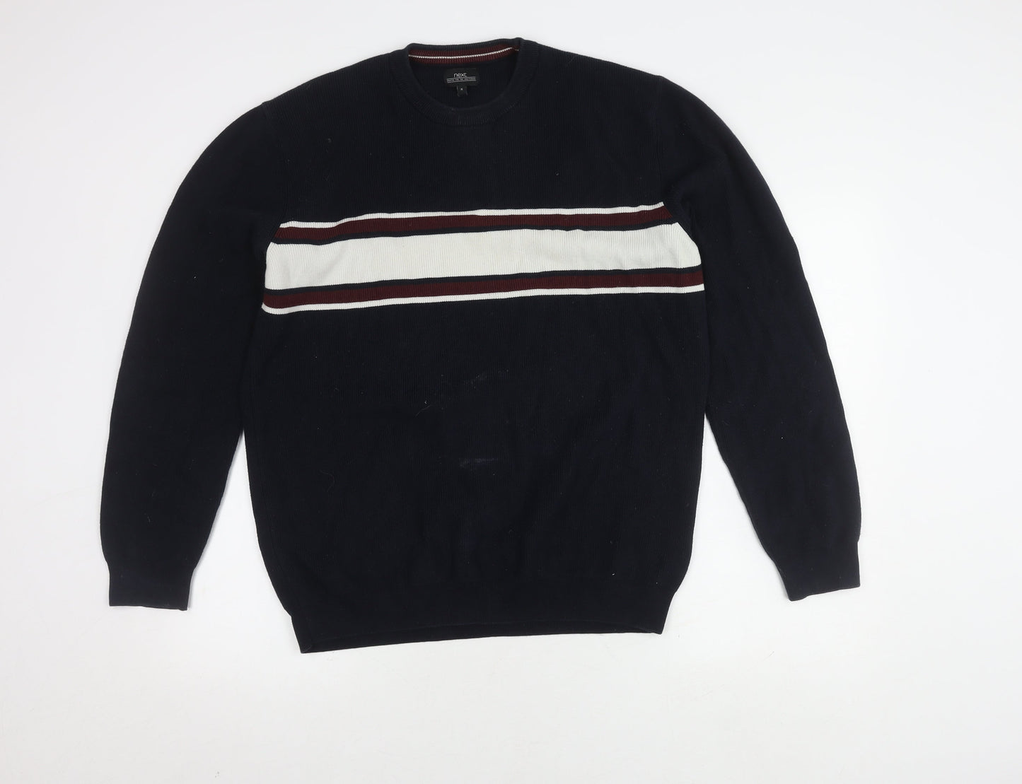 Next Men's XL Black Striped Pullover Jumper