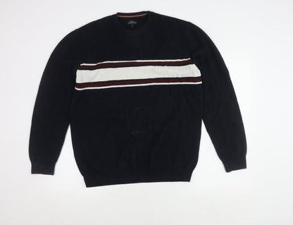 Next Men's XL Black Striped Pullover Jumper