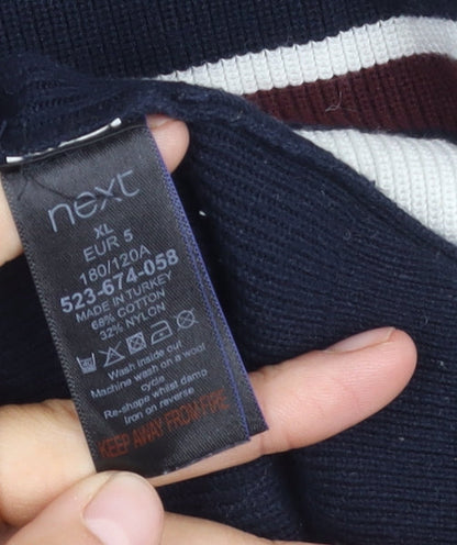 Next Men's XL Black Striped Pullover Jumper