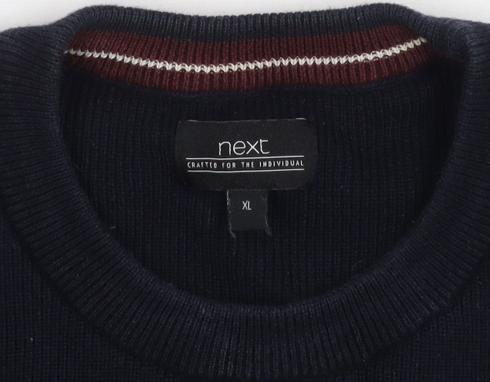 Next Men's XL Black Striped Pullover Jumper