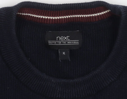 Next Men's XL Black Striped Pullover Jumper
