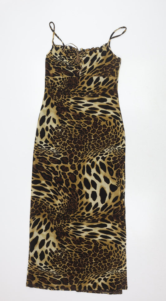 Dorothy Perkins Women's Brown Animal Print Dress, UK 12