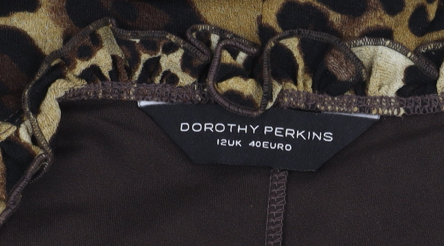 Dorothy Perkins Women's Brown Animal Print Dress, UK 12