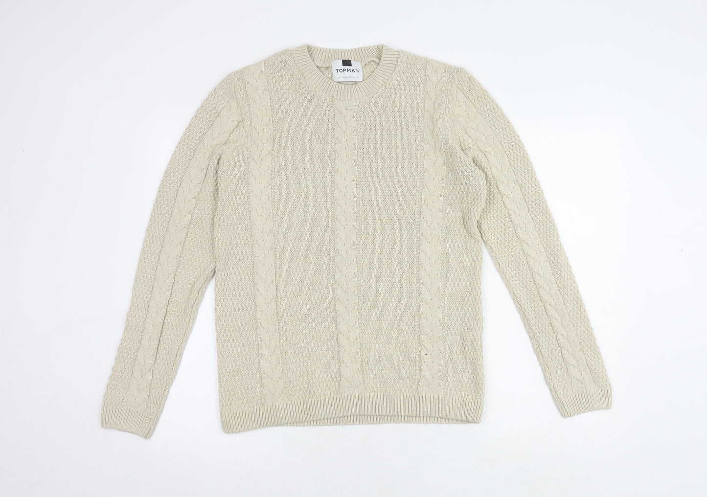 Topman Men's Beige Cable-Knit Pullover Jumper