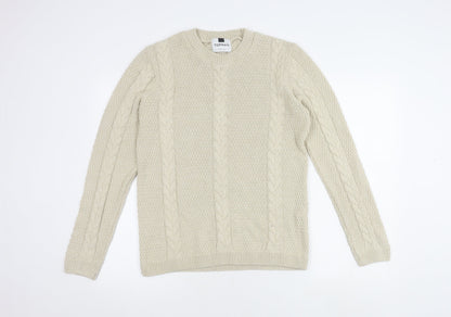 Topman Men's Beige Cable-Knit Pullover Jumper