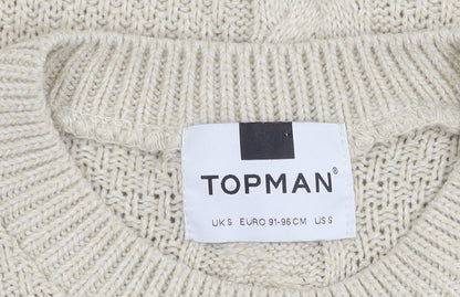 Topman Men's Beige Cable-Knit Pullover Jumper