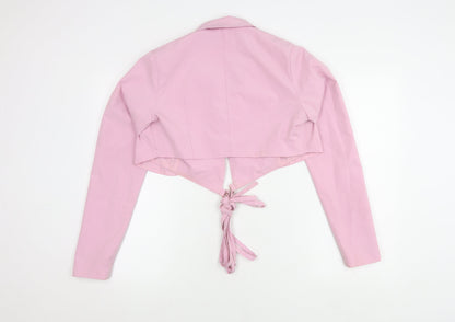 PrettyLittleThing Women's Pink Cropped Blazer UK 14