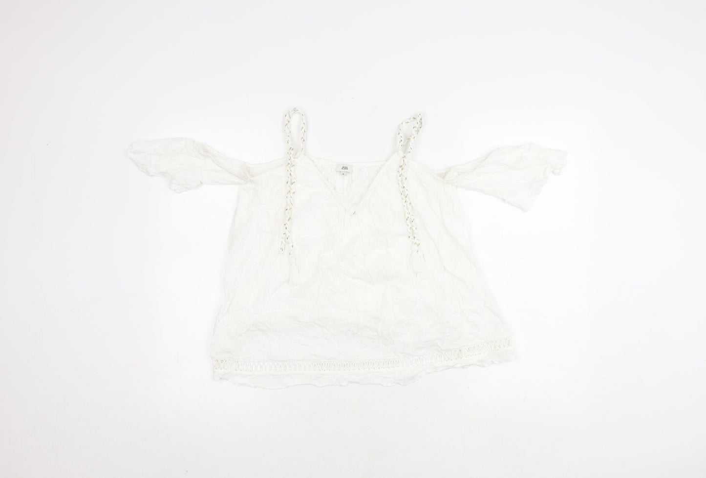 Womens UK Size 8 River Island White Basic Blouse