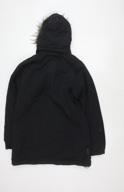 Mountain Life Women's Black Parka Jacket, Size 14, Waterproof