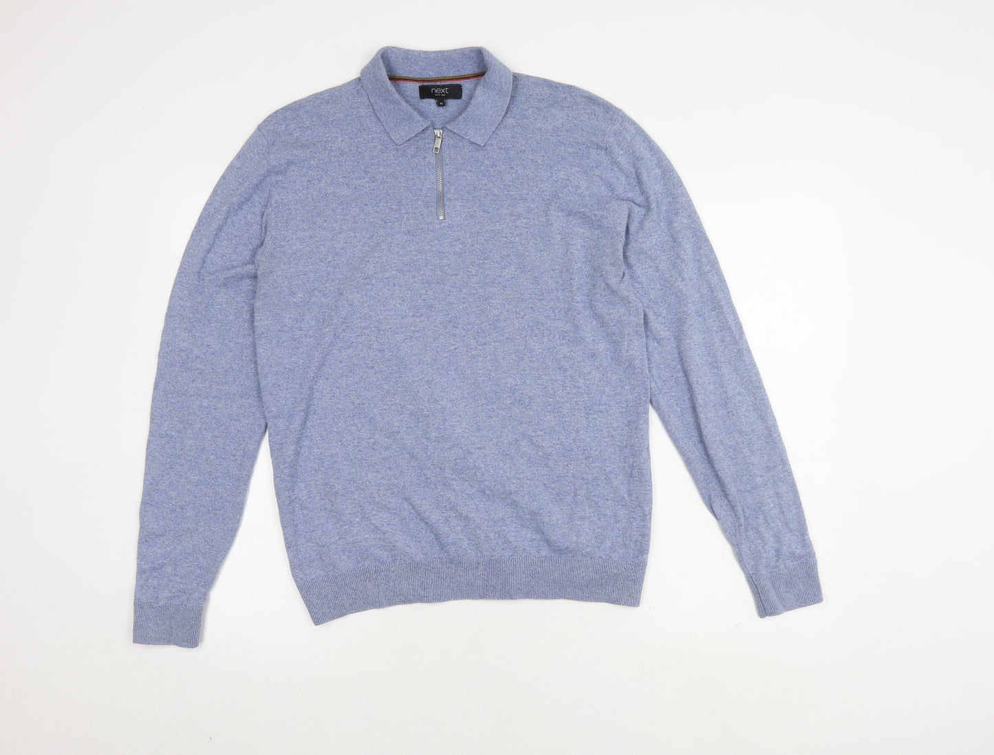 Next Men's Blue Polo, M, Long Sleeve 1/4 Zip