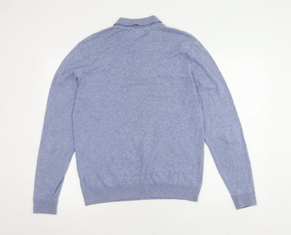 Next Men's Blue Polo, M, Long Sleeve 1/4 Zip