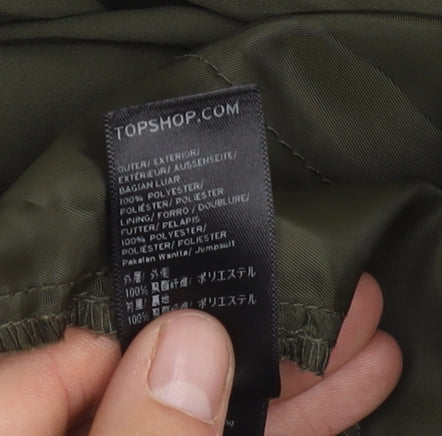 Topshop Womens Green Playsuit UK 10 V-Neck 3/4 Sleeve