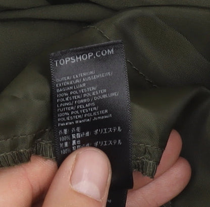 Topshop Womens Green Playsuit UK 10 V-Neck 3/4 Sleeve