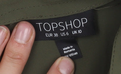 Topshop Womens Green Playsuit UK 10 V-Neck 3/4 Sleeve