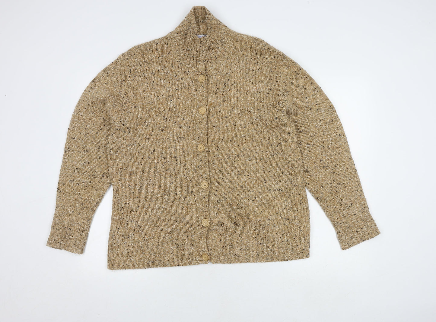 Damart Beige Women's L High Neck Cardigan