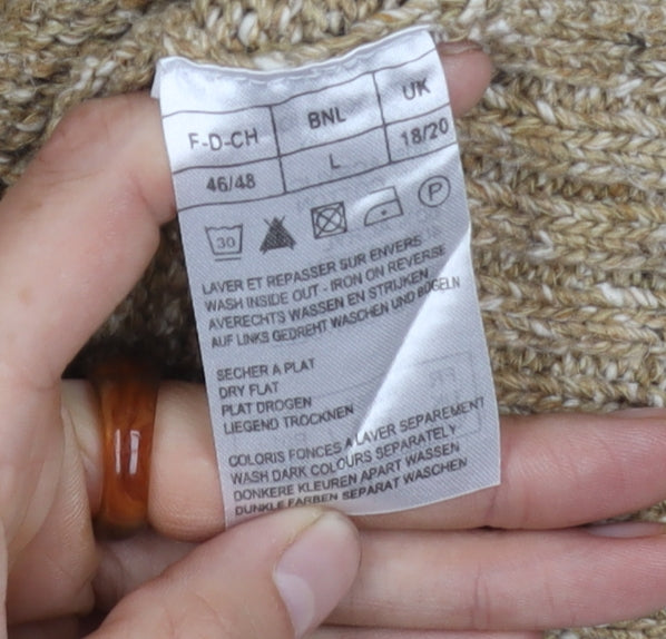 Damart Beige Women's L High Neck Cardigan