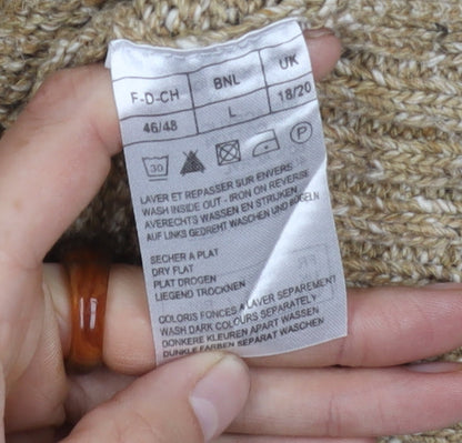 Damart Beige Women's L High Neck Cardigan