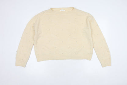 H&M Women’s Ivory Beaded Pullover Jumper S
