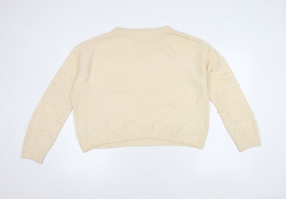 H&M Women’s Ivory Beaded Pullover Jumper S