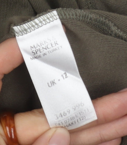 Womens UK Size 12 Marks and Spencer Green Basic T-Shirt