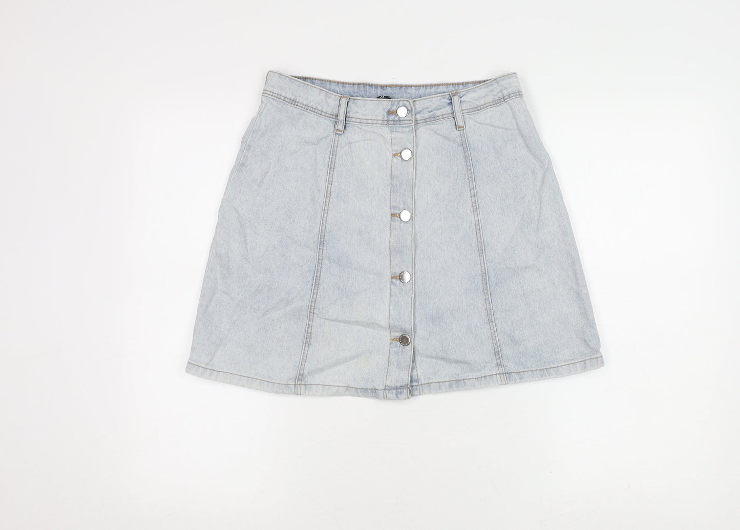 H&M Women's Blue A-Line Denim Mini Skirt Size 12