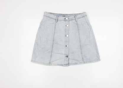 H&M Women's Blue A-Line Denim Mini Skirt Size 12