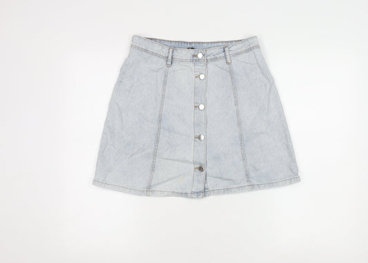 H&M Women's Blue A-Line Denim Mini Skirt Size 12