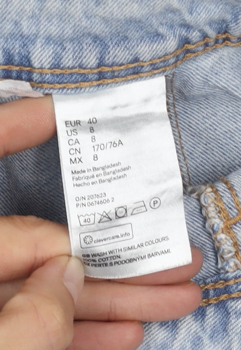 H&M Women's Blue A-Line Denim Mini Skirt Size 12