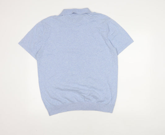 Next Men's Blue Polo, Size L, Cotton Blend