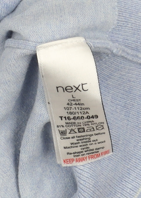 Next Men's Blue Polo, Size L, Cotton Blend
