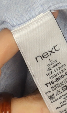 Next Men's Blue Polo, Size L, Cotton Blend