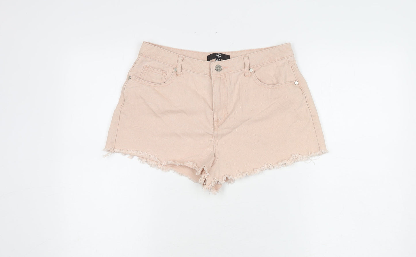 Missguided Women's Pink Cut-Off Cotton Shorts, Size 10