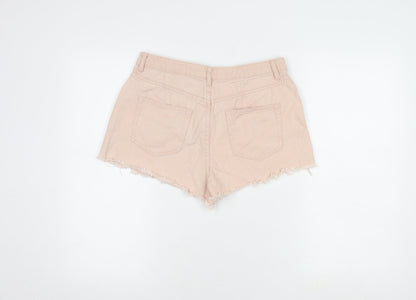 Missguided Women's Pink Cut-Off Cotton Shorts, Size 10